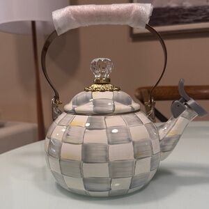 MACKENZIE CHILDS Checkered Teapot with Crystal Knob